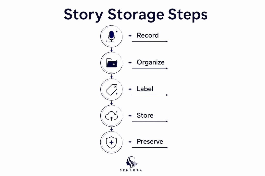 Infographic steps for storing family stories
