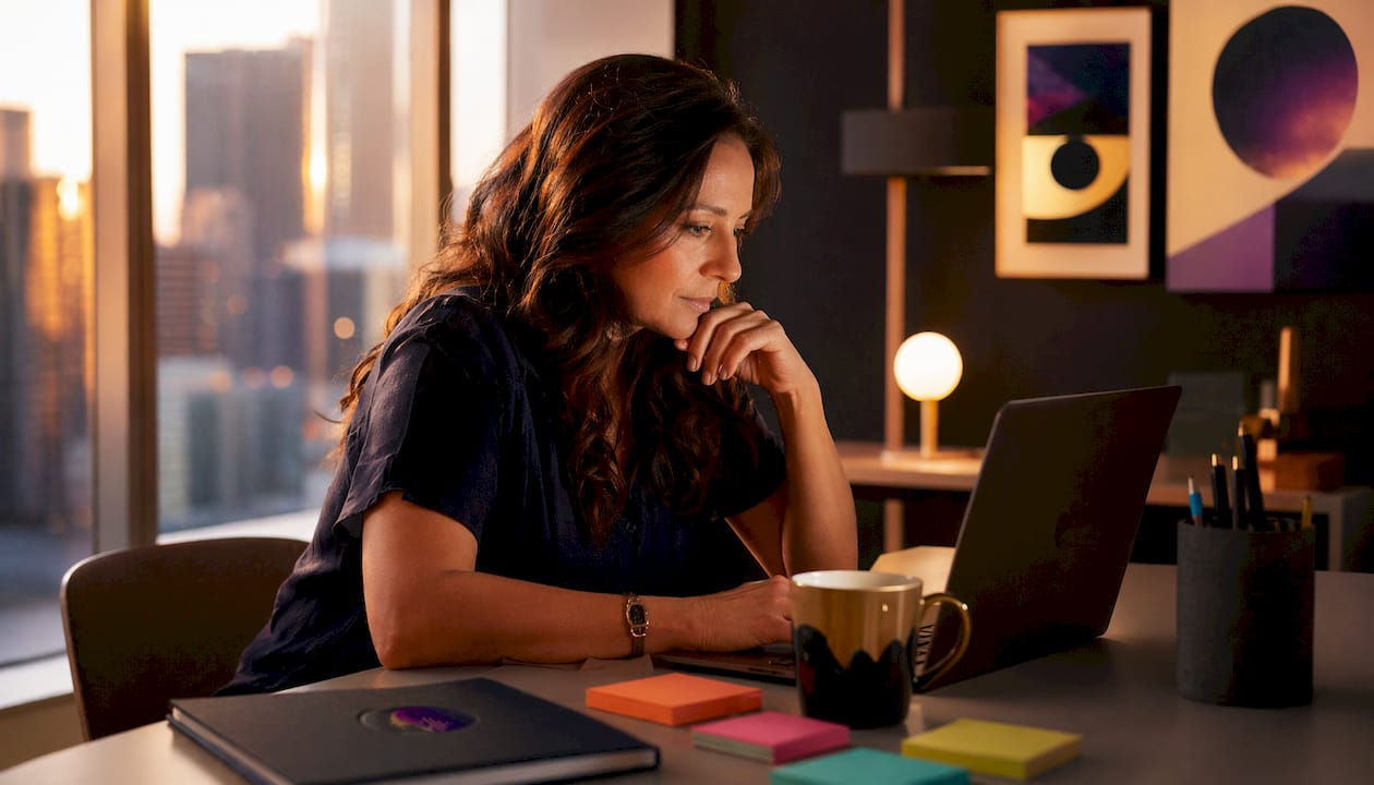 Woman setting up legacy tools on laptop