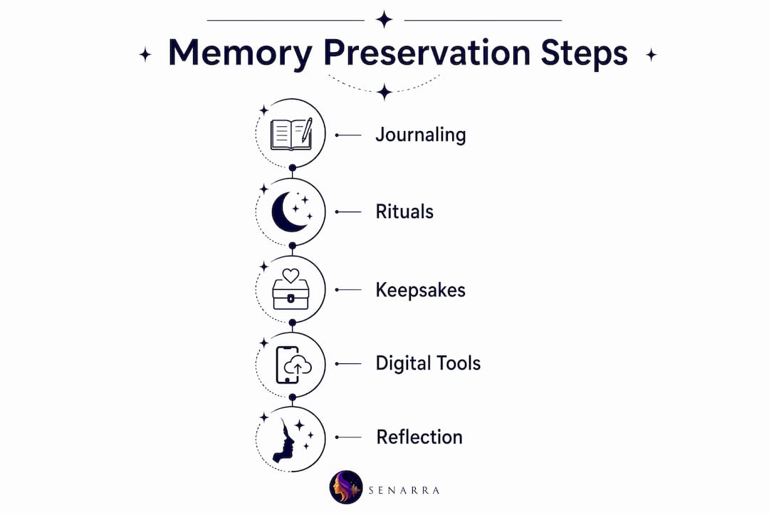 Infographic showing steps of memory preservation