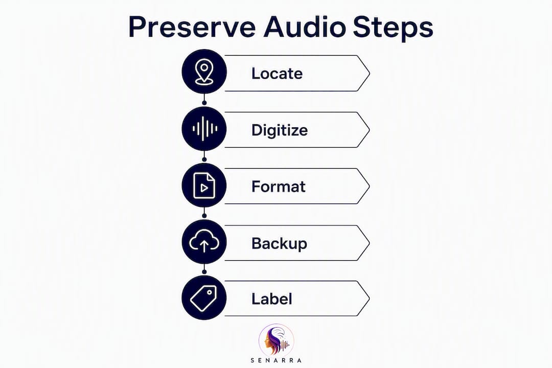 Infographic showing 5-step audio preservation process