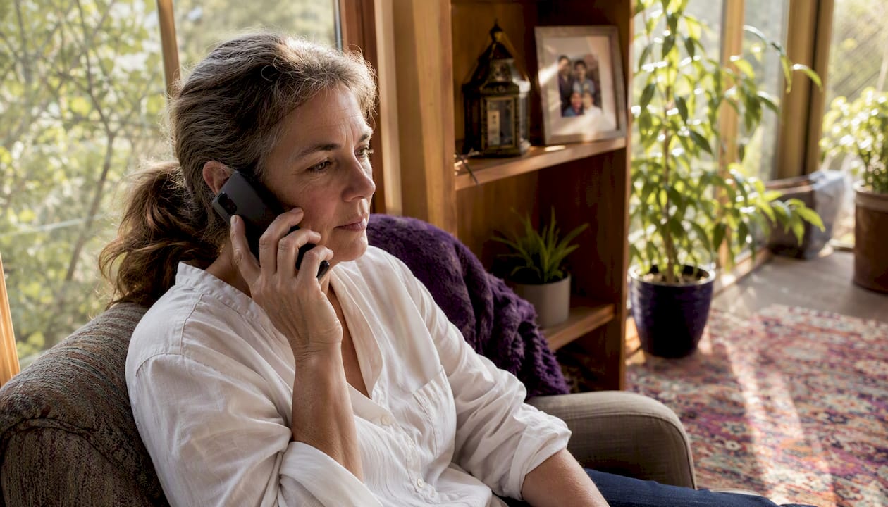Person listening to recorded voice memories