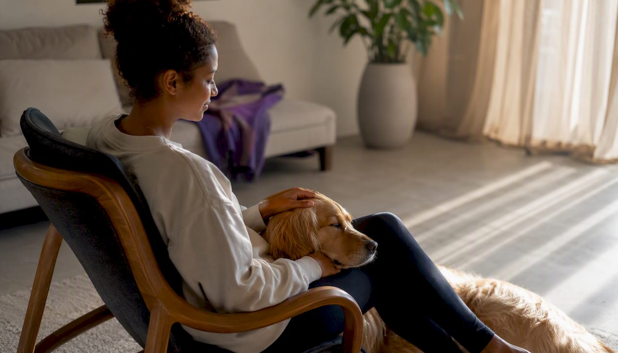 Person with dog showing attachment